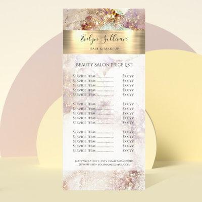 Watercolor and Gold Foil Price List Rack Card