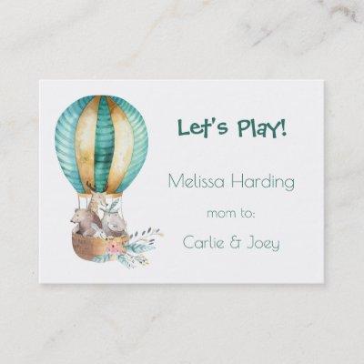 Watercolor Animals Hot Air Balloon Mom Calling Appointment Card