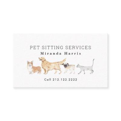 Watercolor Animals Pet Sitter Dog Walker
