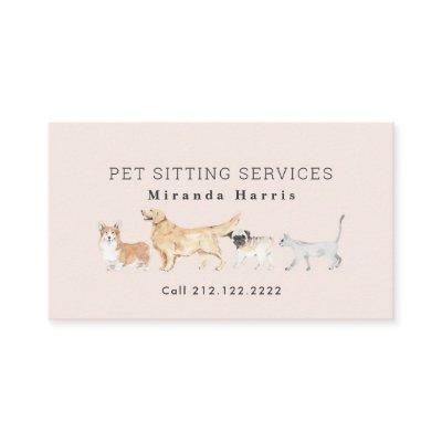 Watercolor Animals Pet Sitter Dog Walker Pink
