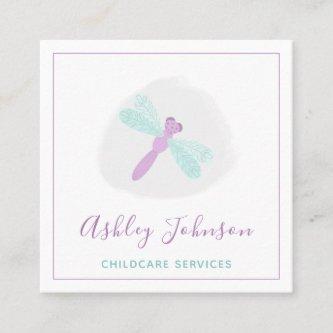Watercolor Baby Dragonfly Childcare Services Cute Square