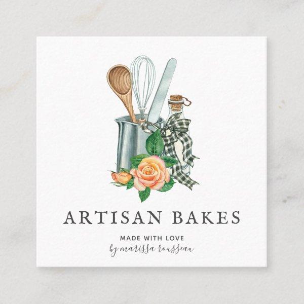 Watercolor Baker Baking & Cooking Utensil Bakery   Square