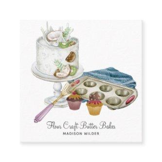 Watercolor Baker Pastry Chef Baked Good Tools Square