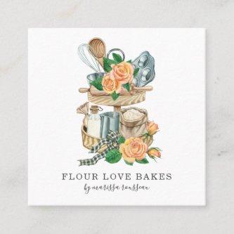 Watercolor Baker Pastry Chef Bakers Tools  Square
