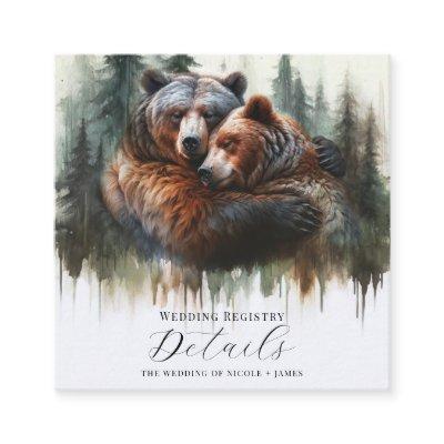 Watercolor Bears Rustic Wilderness Details Square