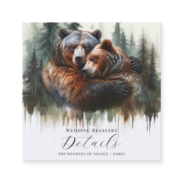 Watercolor Bears Rustic Wilderness Details Square