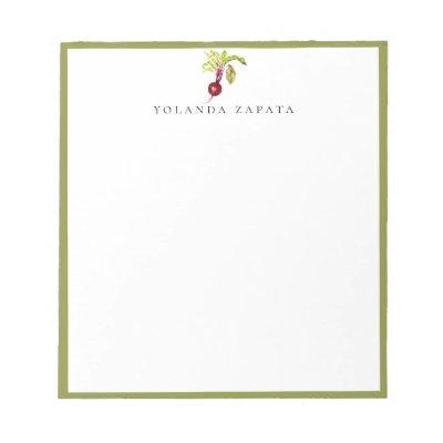 Watercolor Beet Green Framed Notepad