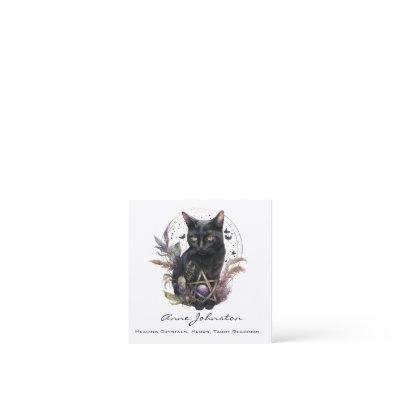 Watercolor Black Cat and Pentagram  Square