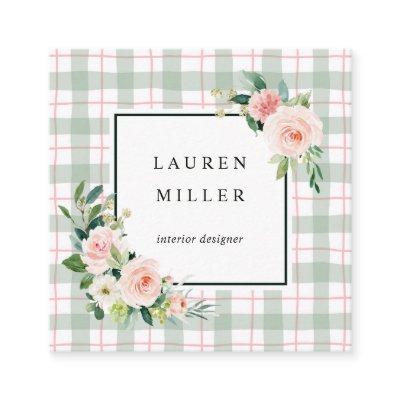 Watercolor Bloom | Pastel Plaid Square