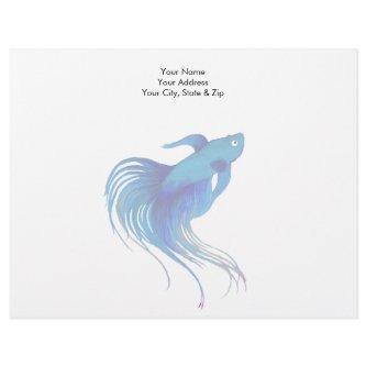 Watercolor Blue Betta Fish Letterhead