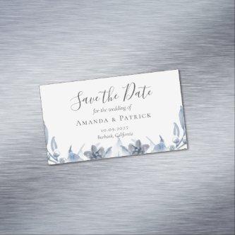 Watercolor Blue Elegant Wedding Save The Date Magn  Magnet