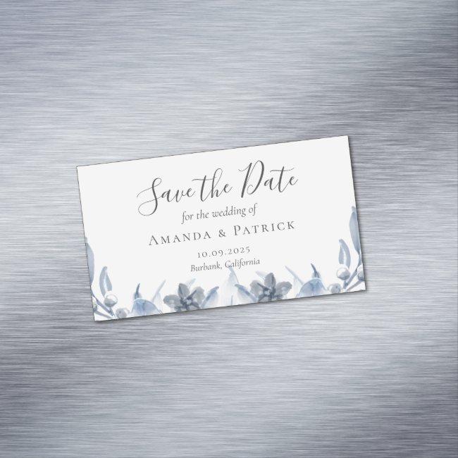 Watercolor Blue Elegant Wedding Save The Date Magn Magnet