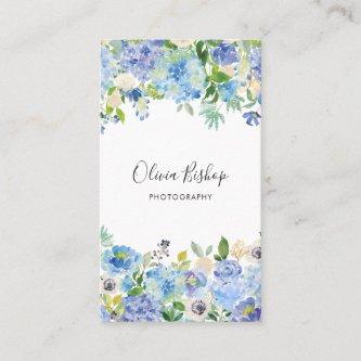 Watercolor Blue Hydrangeas | Floral Vertical