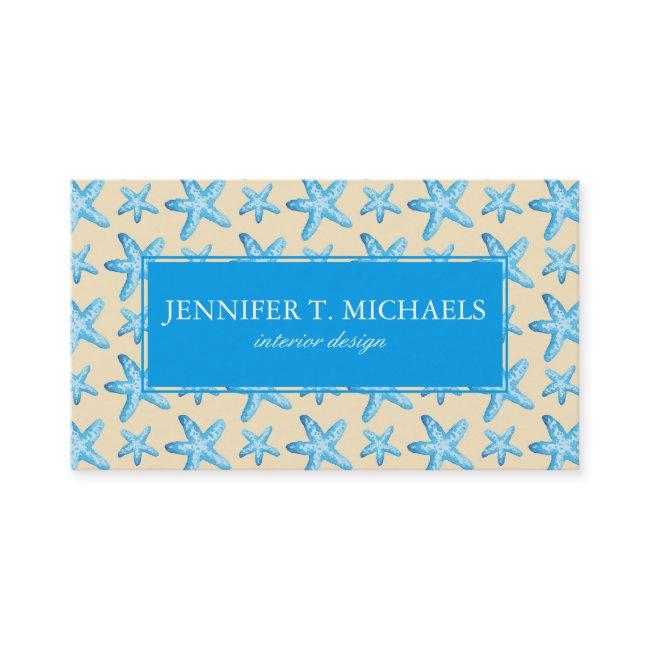 Watercolor Blue Starfish Pattern