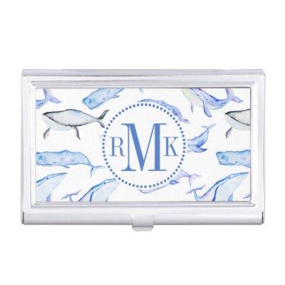 Watercolor Blue Whale Pattern  Holder