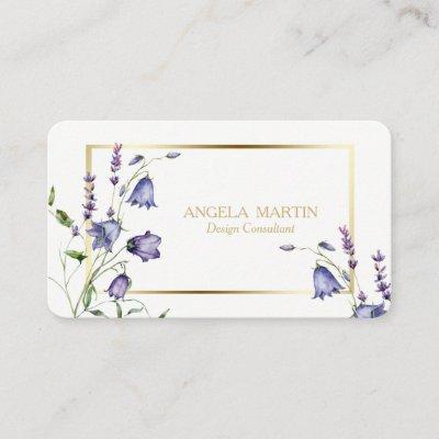 Watercolor Bluebell Floral Gold Frame Professional