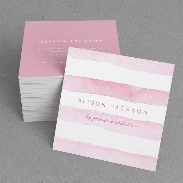 Watercolor blush stripes lip product distributor square