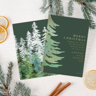 Watercolor botanical elegant corporate Christmas Foil Holiday Card