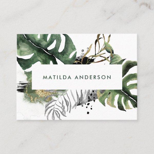 Watercolor botanical foliage and gold details