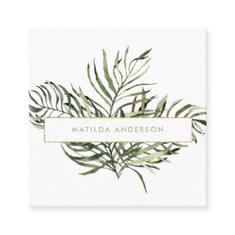 Watercolor botanical foliage and gold details square