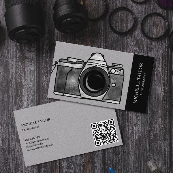 Watercolor Camera Photography Professional QR Code