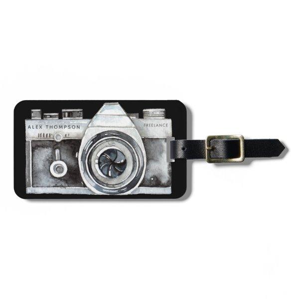Watercolor Camera Professional Photographer Busine Luggage Tag