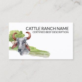 Watercolor Cattle Ranch Beef Bull Cow