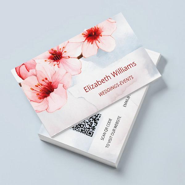 Watercolor Cherry Blossom Pink Blush  | Qr Code