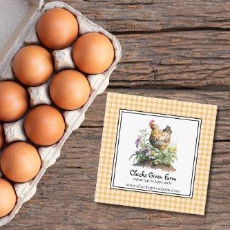 Watercolor Chicken Farm Fresh Eggs  Square