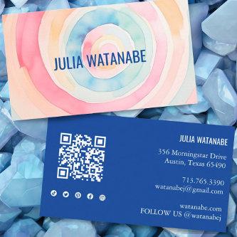 Watercolor Circles QR Code Social Media Modern