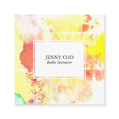 Watercolor colorful textured painting distressed square