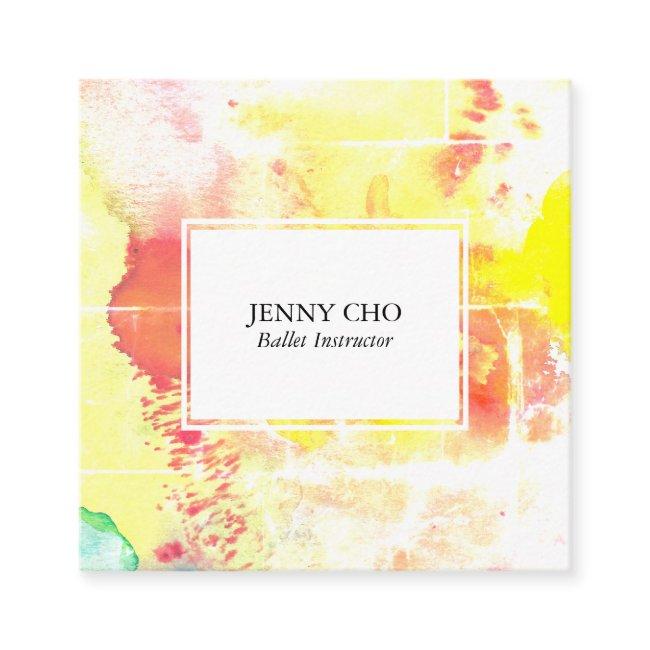 Watercolor colorful textured painting distressed square