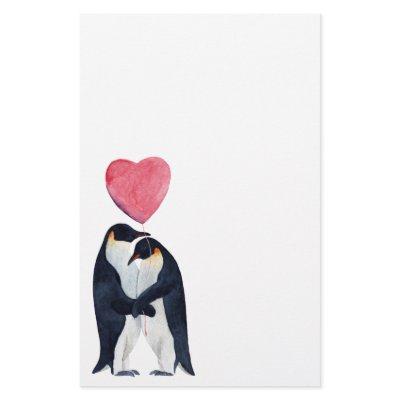 Watercolor Couple Emperor Penguins  Stationery