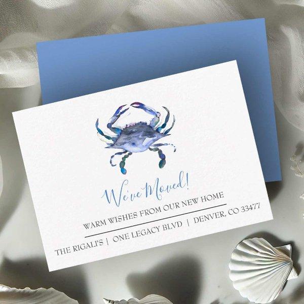 Watercolor Crab New Home Moving Announcement