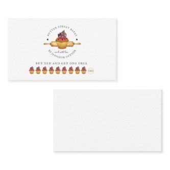 Watercolor Cupcake Rolling Pin Baker Loyalty Card