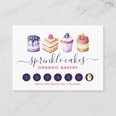 Watercolor Custom Cakes And Sweets Bakery  Loyalty Card