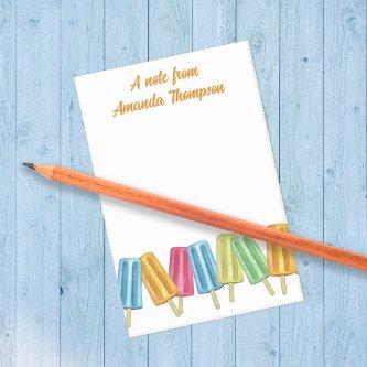 Watercolor Custom Colorful Cute Popsicles Post-it Notes