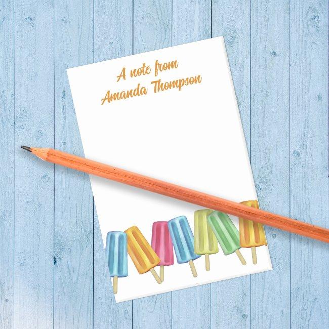 Watercolor Custom Colorful Cute Popsicles Post-it Notes