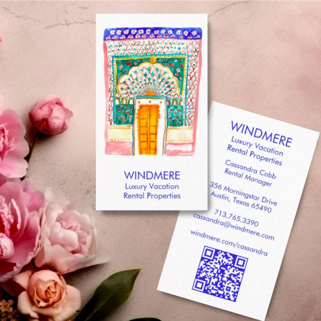 Watercolor Door Real Estate Agent Realtor QR Code