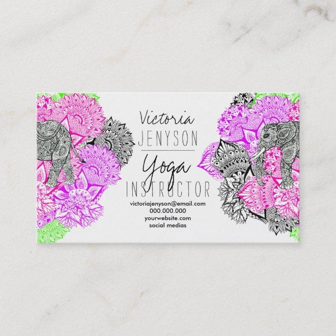 Watercolor elephant floral mandala yoga instructor