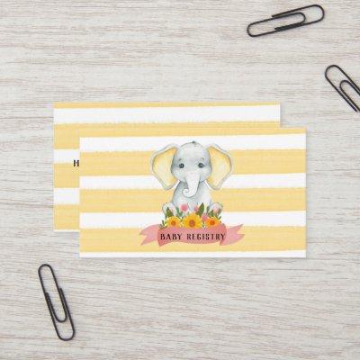 Watercolor Elephant Yellow Stripe Baby Registry