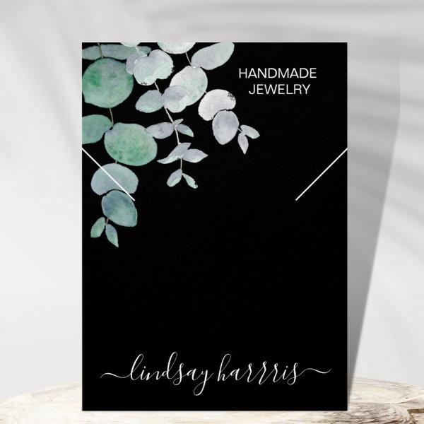 Watercolor Eucalyptus Necklace Black Display Card
