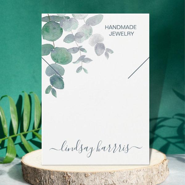 Watercolor Eucalyptus Necklace Display Card