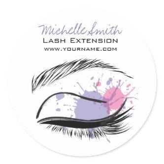 Watercolor eye eyelashes Lash extension icon Classic Round Sticker