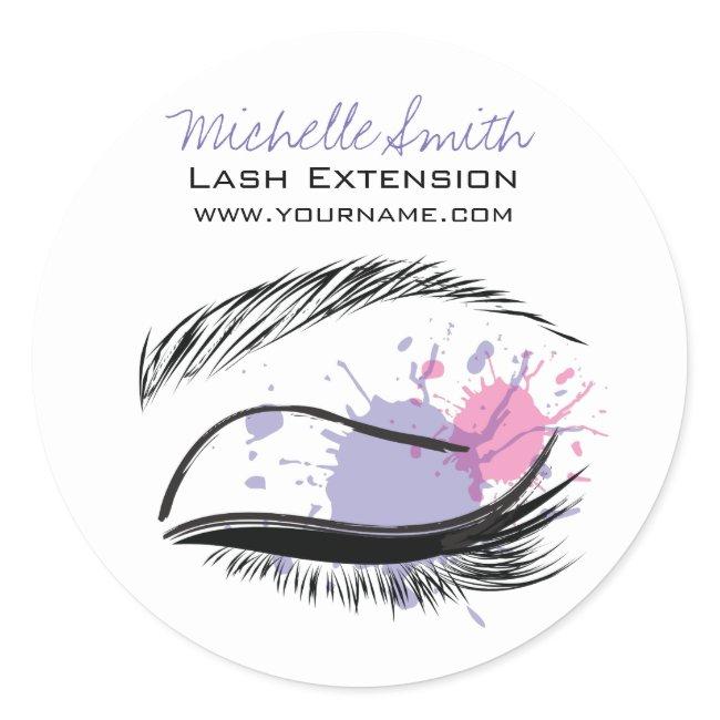 Watercolor eye eyelashes Lash extension icon Classic Round Sticker