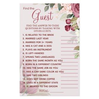 Watercolor  Find the Guest Bridal shower game card Flyer