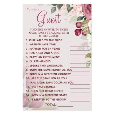 Watercolor  Find the Guest Bridal shower game card Flyer