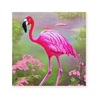 Watercolor Flamingo Graphic Square