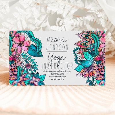 Watercolor floral illustration yoga instructor