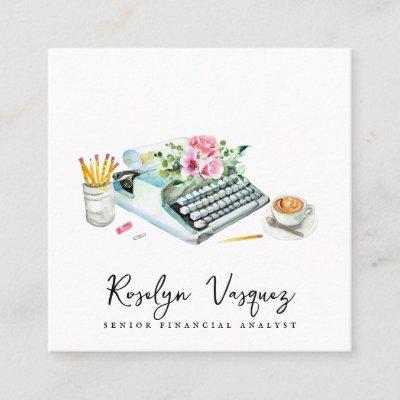 Watercolor Floral Typewriter | Accountant Square